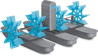Sagar manufacturer rendering of 2 HP paddle wheel aerator